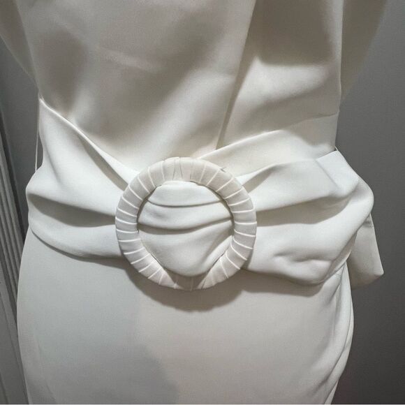 NWT Sachin and Babi Naomi Halter Asymmetric Midi Dress women's size 10 in ivory - Picture 7 of 15